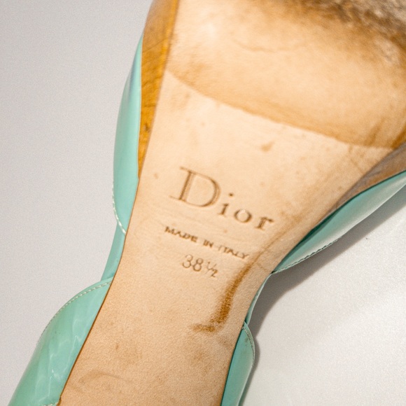 πΉSOLD πΉDior Patent Leather Peep Toe Sling Back Platform Bow DetailHeel Size 38 - Picture 7 of 12